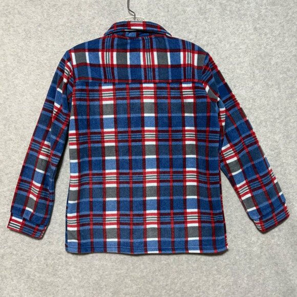 Quicksilver Shirt Youth Boys X-Small XS 5/6 Fleece Flannel Jacket Plaid Blue Red - Picture 2 of 5